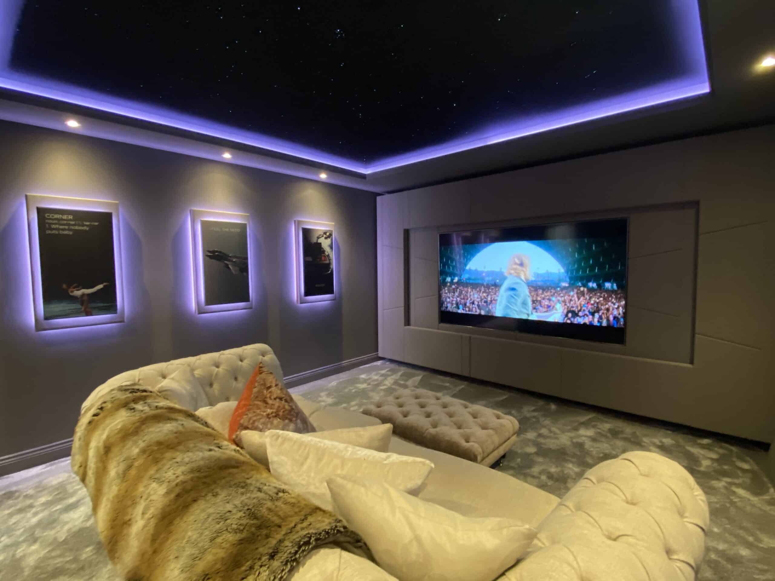 Minimal TV media wall installation in London